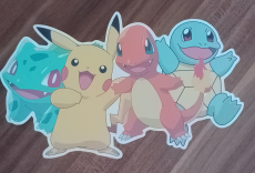 Pokemon Pikachu, Bisasam, Glumanda, Schiggy Bügelbilder Dunkle Textilien