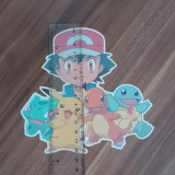 Pokemon Pikachu, Bisasam, Glumanda, Schiggy, Ash dunkle Textilien Bügelbild