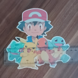 Pokemon Pikachu, Bisasam, Glumanda, Schiggy, Ash dunkle Textilien Bügelbild